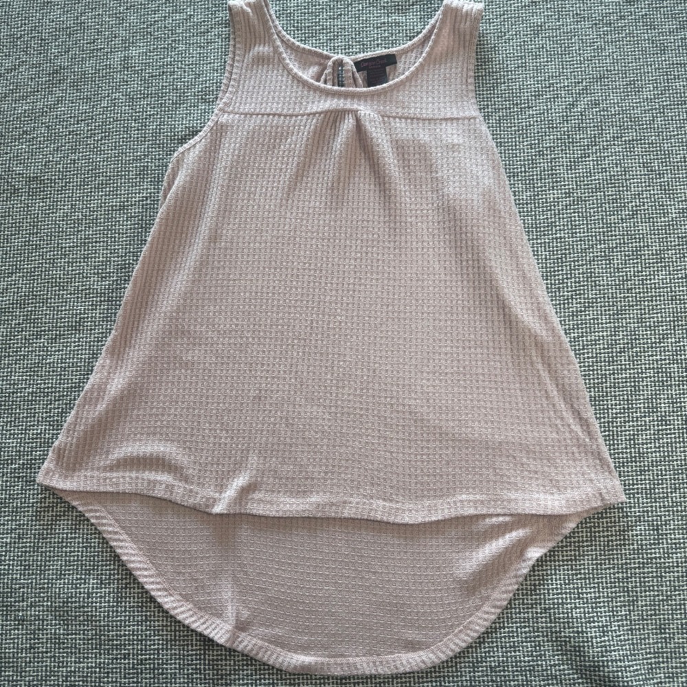Canyon Creek Pink Waffle Knit Soft Sleeveless High Low Tie Back Top Womens XL